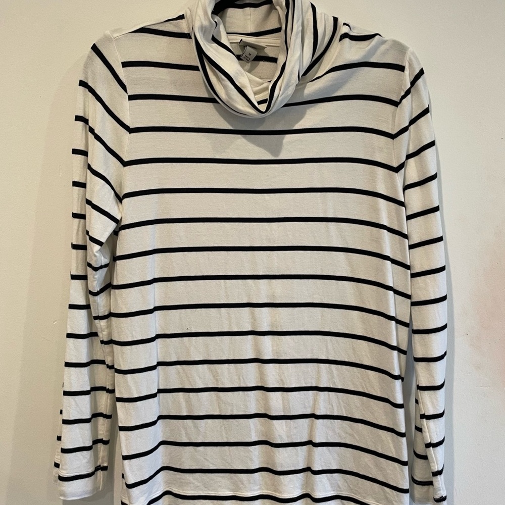A New Day Navy/Cream Striped Turtleneck Sweater